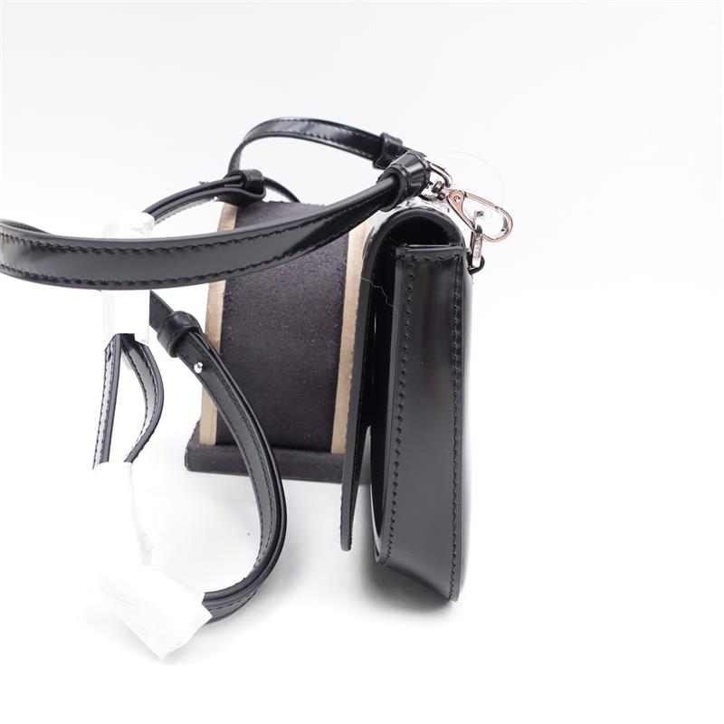 Pre-owned Prada Black Calfskin Glossy Crossbody Bag-TS