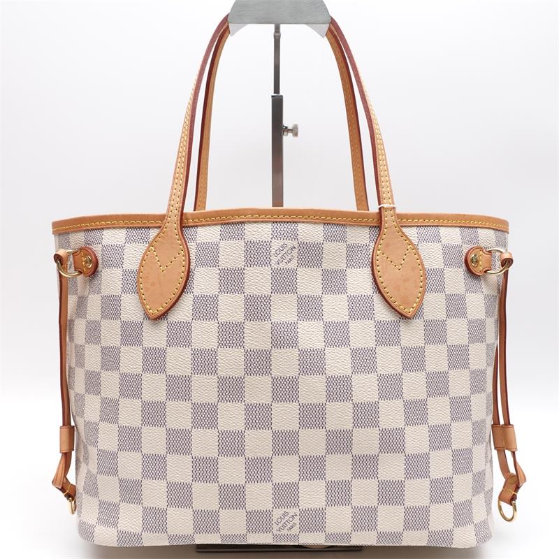 【Deal】Pre-owned Louis Vuitton Neverfull White Coated Canvas Tote-HZ