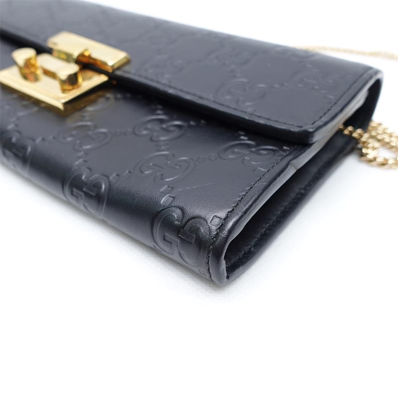 Pre-owned Gucci Padlock  GG Supreme Black Calfskin Shoulder Bag