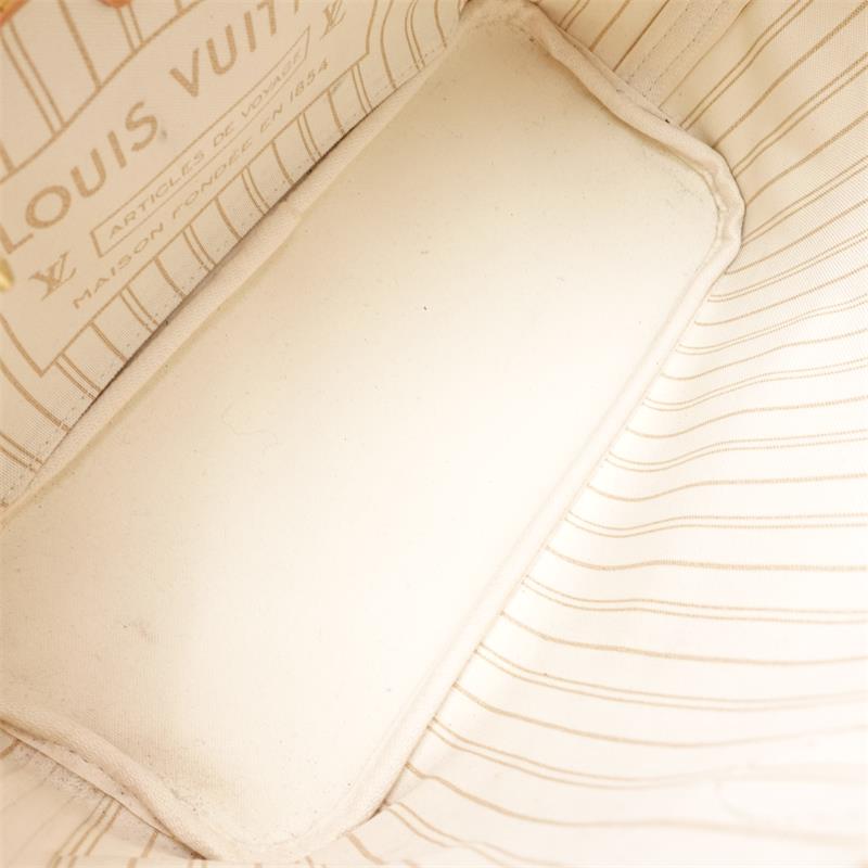 【Deal】Pre-owned Louis Vuitton Neverfull White Coated Canvas Tote-HZ