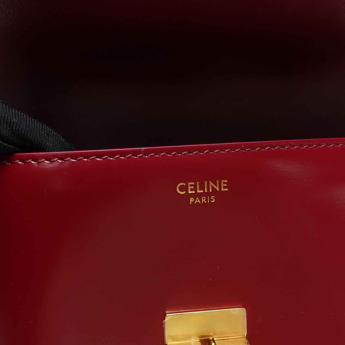 Pre-Owned Celine Triomphe Burgundy Calfskin Leather Shoulder Bag T10466629