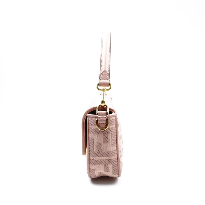 Fendi Baguette Pink Canvas Shoulder Bag
