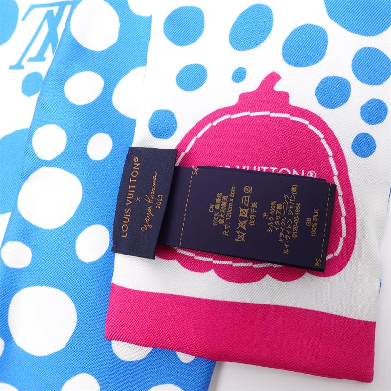 【DEAL】Louis Vuitton Kusama White Dots Scarf -TS