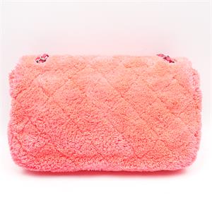 Pre-owned CHANEL CF Jumbo Neon Pink Fabric Shoulder Bag