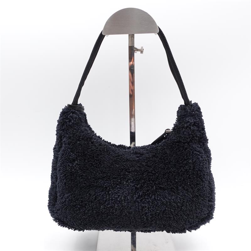 Pre-owned Prada Black Fuzzy Hobo Bag