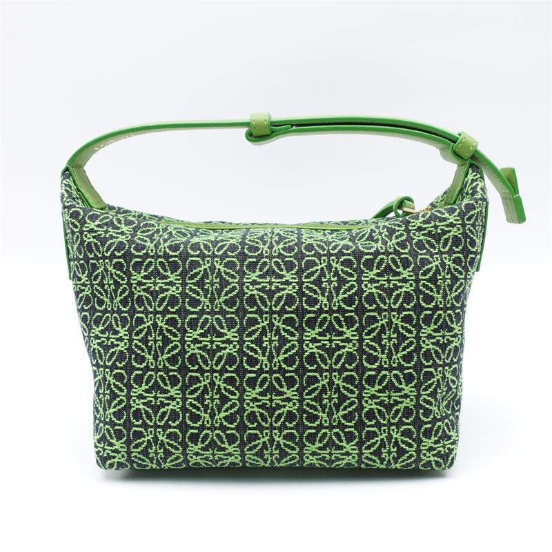 【Deal】Pre-owned Loewe Cubi Anagram Green Canvas Handle Bag-HZ