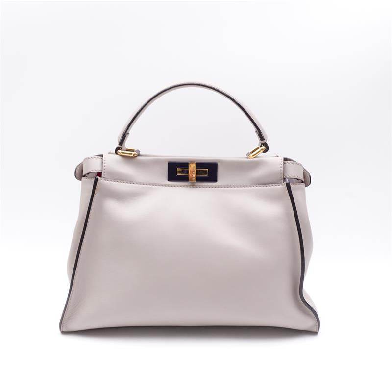 Pre-owned Fendi Peekaboo Iseeu Grey Calfskin Shoulder Bag - HZ