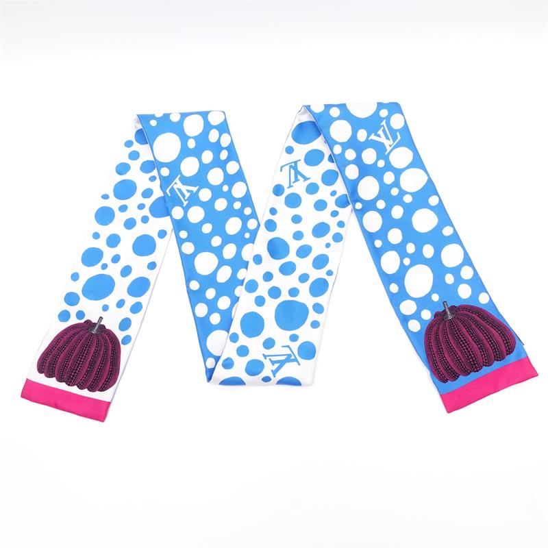【DEAL】Louis Vuitton Kusama White Dots Scarf -TS