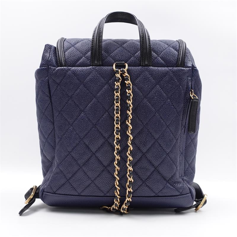 Pre-owned Chanel Blue Calfskin Backpack -HZ