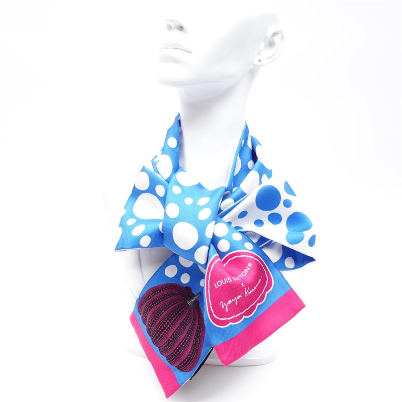 【DEAL】Louis Vuitton Kusama White Dots Scarf -TS
