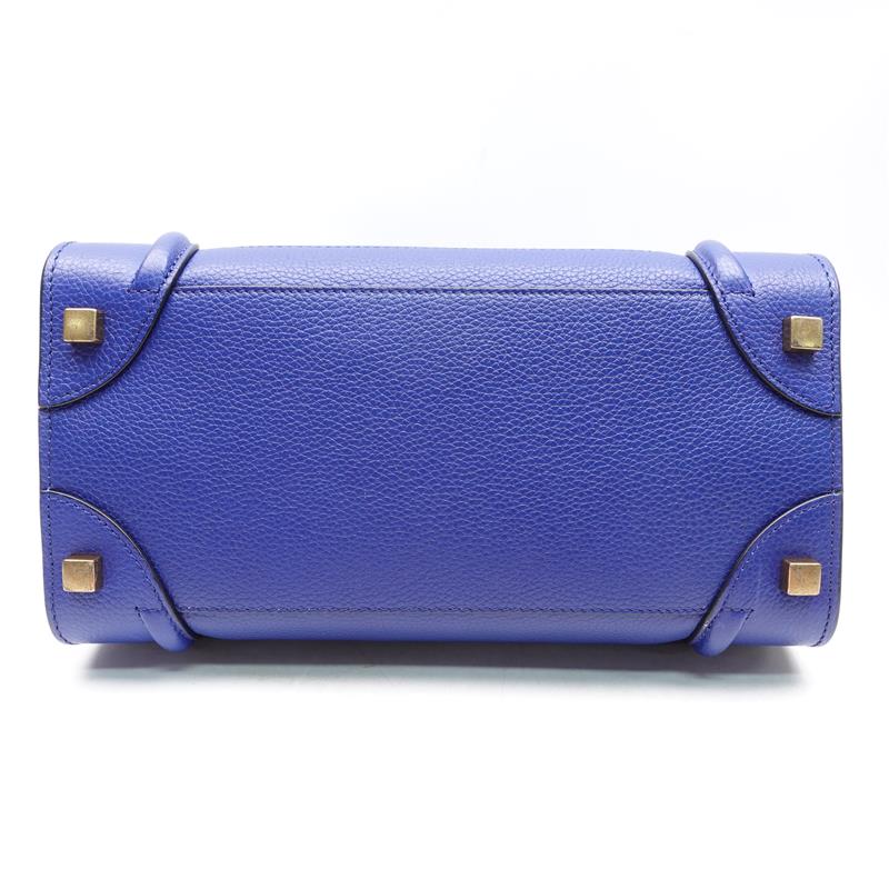 Pre-owned Celine Luggage Micro Blue Calfskin Tote