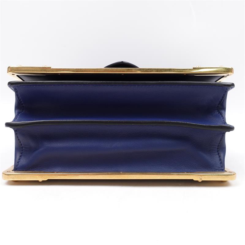 Pre-owned Prada Cahier Black & Blue Calfskin Shoulder Bag-HZ