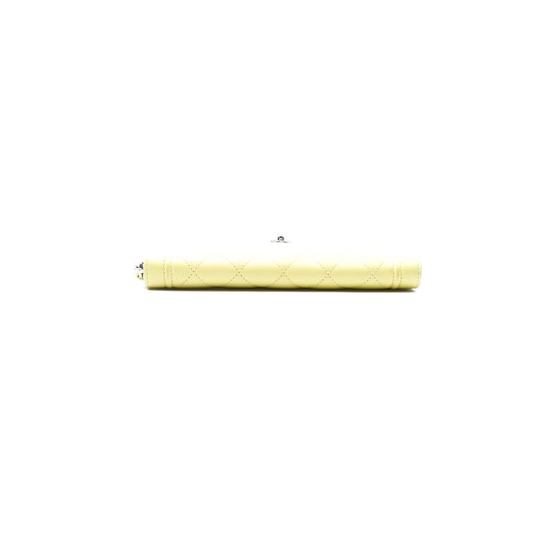 Pre-owned Chanel Light Yellow Calfskin Wallet