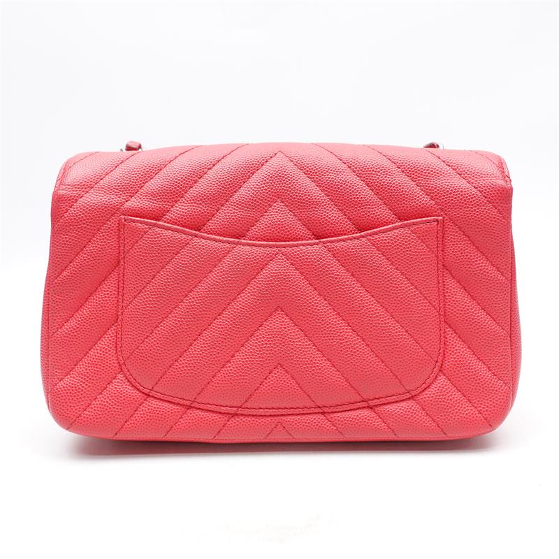 Pre-owned Chanel CF Pink & Silver Caviar Leather Crossbody Bag-TS