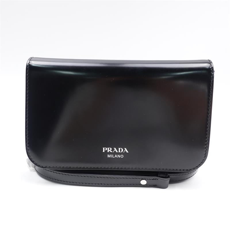 Pre-owned Prada Black Calfskin Glossy Crossbody Bag-TS