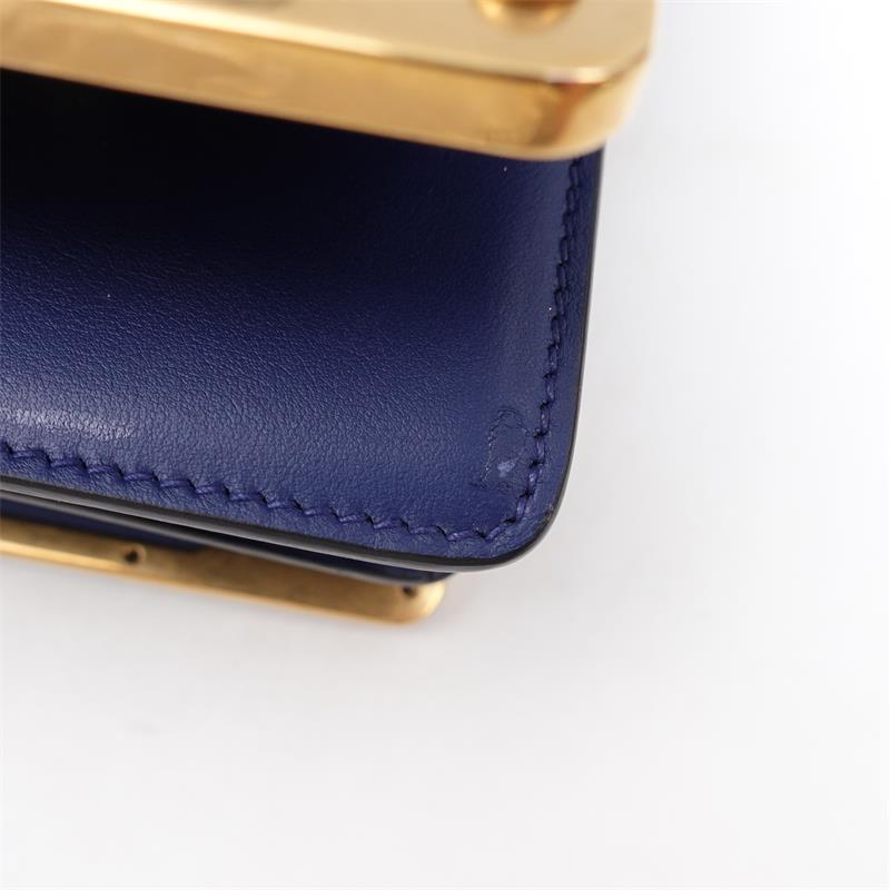 Pre-owned Prada Cahier Black & Blue Calfskin Shoulder Bag-HZ