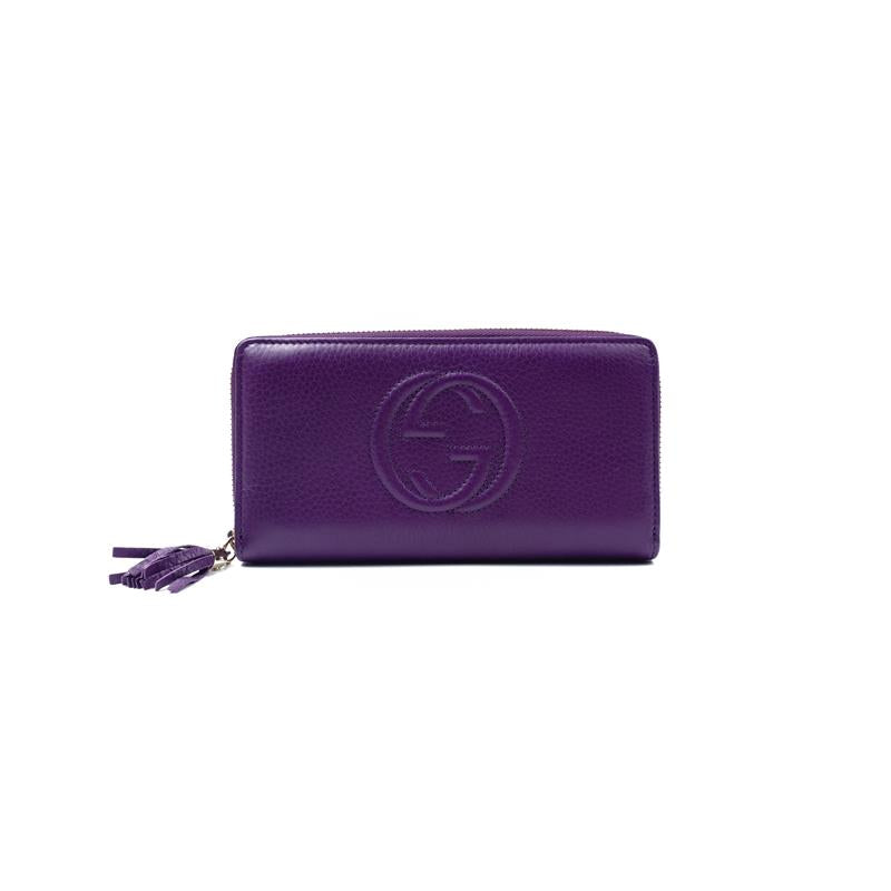 【DEAL】Pre-owned Gucci SOHO Purple Calfskin Long Wallet