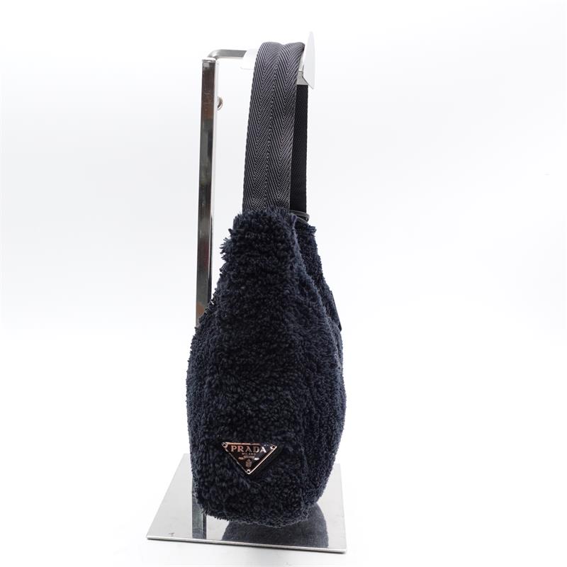 Pre-owned Prada Black Fuzzy Hobo Bag