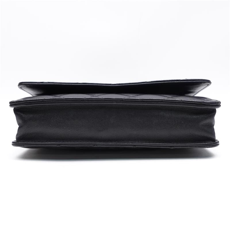Pre-owned Chanel WOC Black & Gold Lambskin Shoulder Bag-HZ