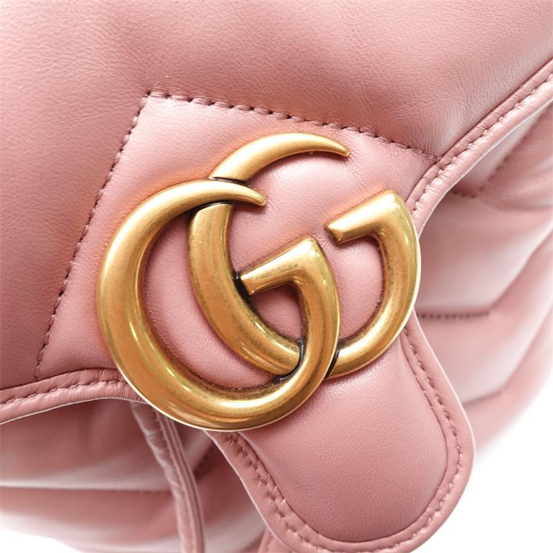 Pre-owned Gucci GG Marmont Mini Dusty Pink Calfskin Backpack