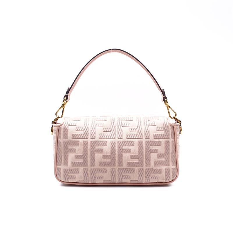 Fendi Baguette Pink Canvas Shoulder Bag