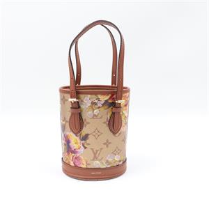 Pre-owned Louis Vuitton Canvas Shoulder Bags Yellow Flower Print Gold Coated Bucket Shoulder Bag W/P-HZTT