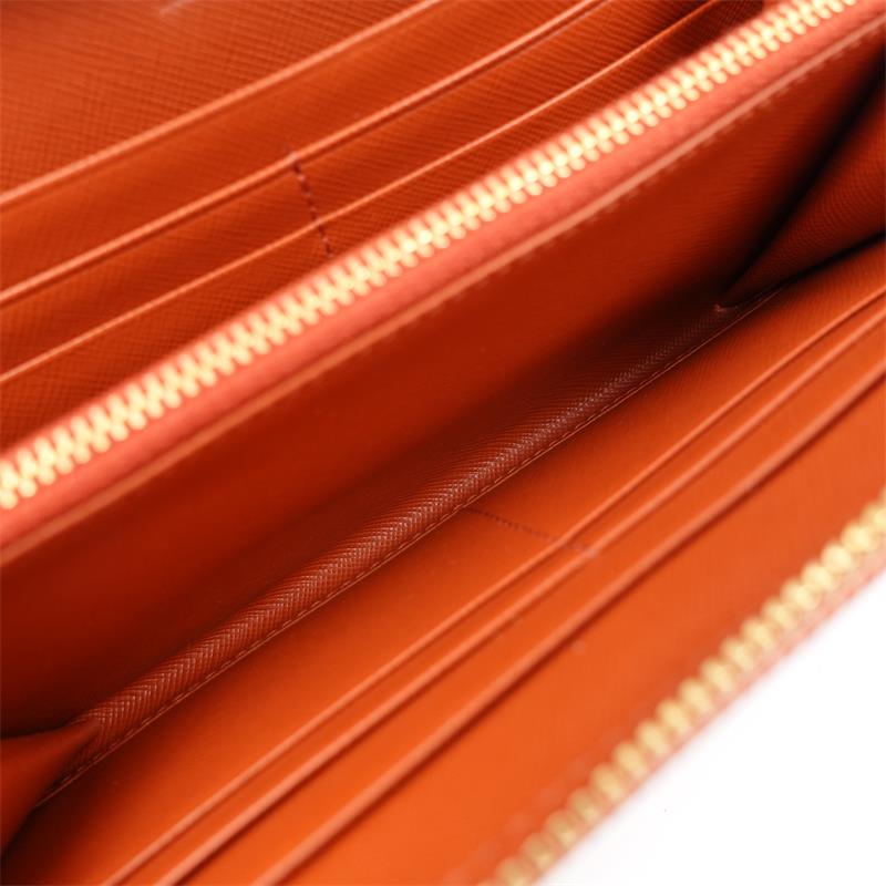 Pre-owned Prada Dirty Orange Saffiano Wallet