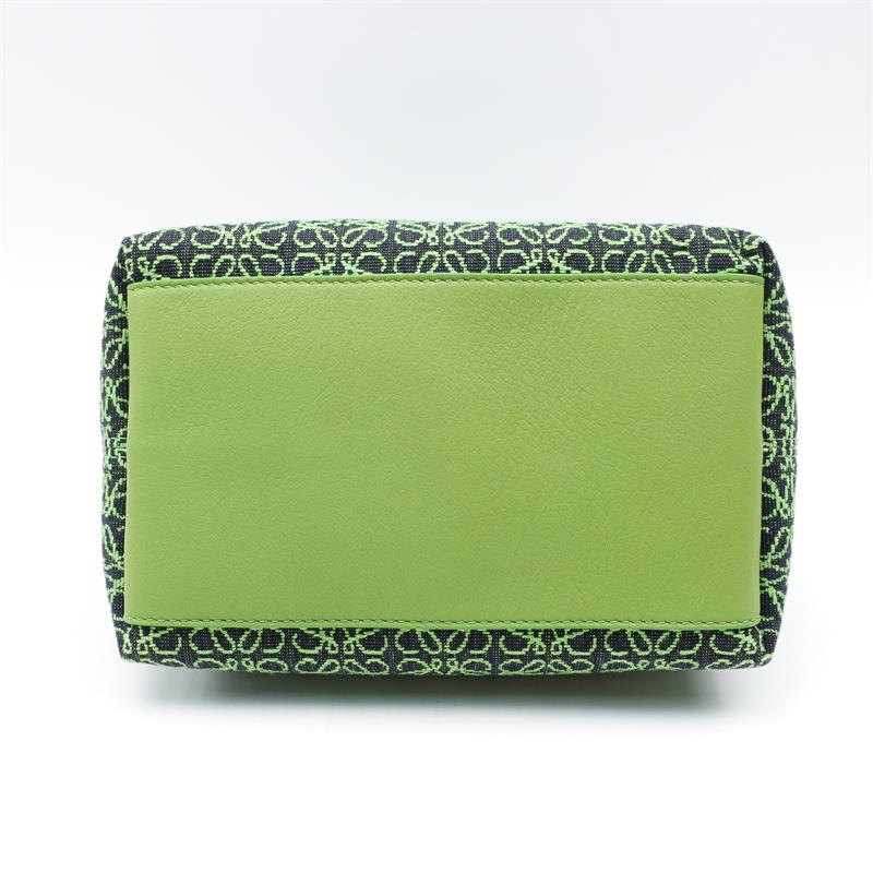 【Deal】Pre-owned Loewe Cubi Anagram Green Canvas Handle Bag-HZ