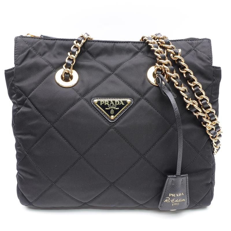 Prada Re-Edition 1995 Chaîne Medium Black Nylon Tote