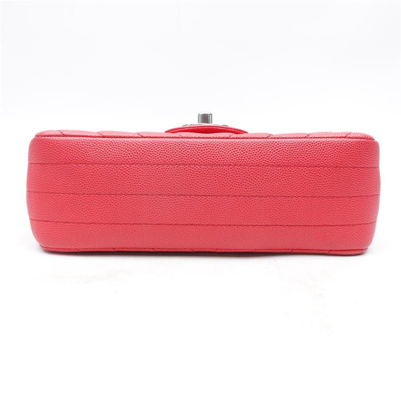 Pre-owned Chanel CF Pink & Silver Caviar Leather Crossbody Bag-TS