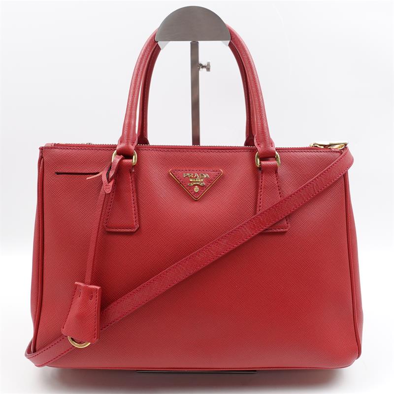 【DEAL】Pre-owned Prada Galleria Red Saffiano Shoulder Bag