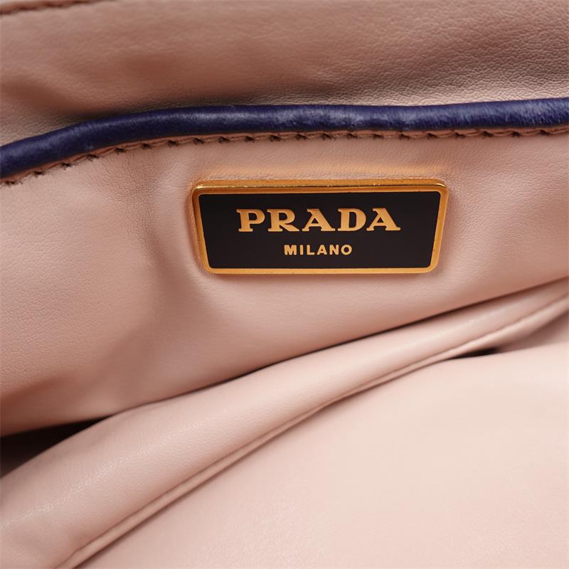 Pre-owned Prada Tela Blue Tweed Shoulder Bag