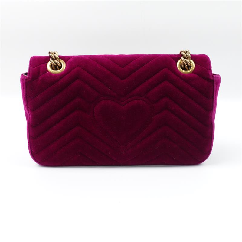 【DEAL】Pre-owned Gucci GG Marmont Purple Velvet Shoulder Bag