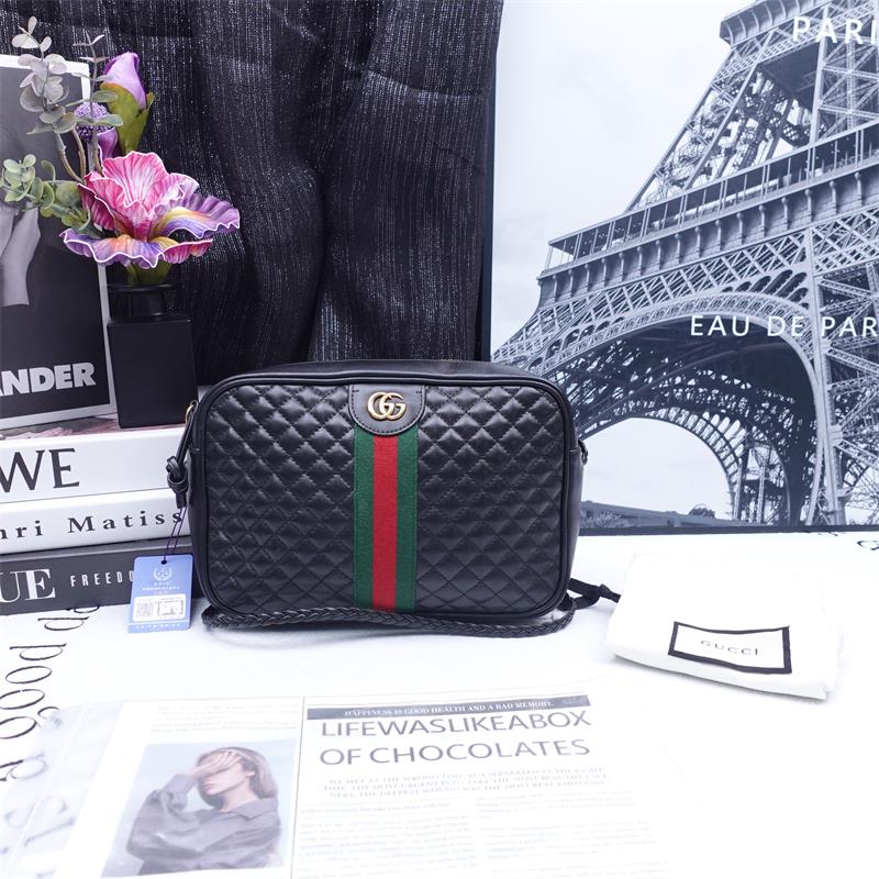 Pre-owned Gucci Black Ophidia Calfskin Shoulder Bag