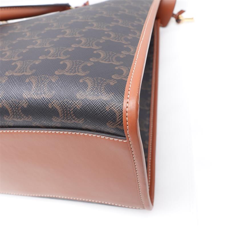 Pre-owned Celine Cabas Brown Coated Canvas Shoulder Bag