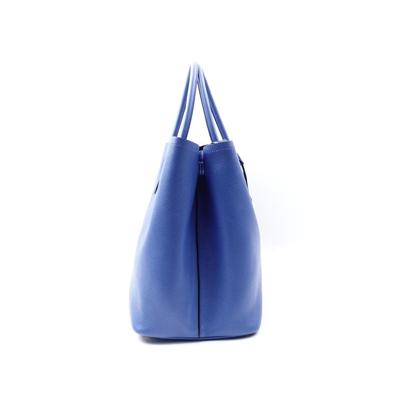 Pre-owned Prada Blue Double Saffiano Leather Bag