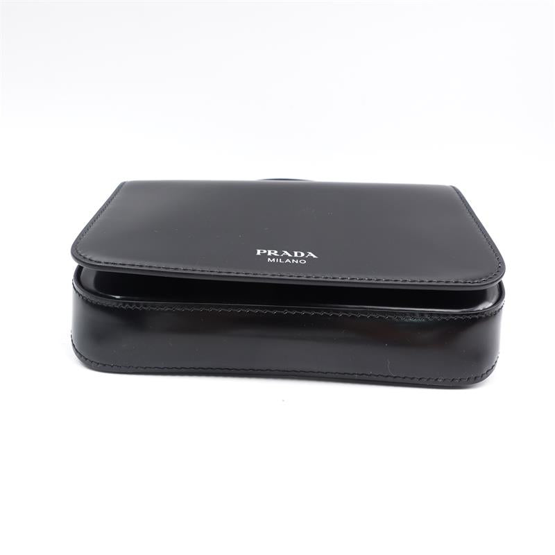 Pre-owned Prada Black Calfskin Glossy Crossbody Bag-TS