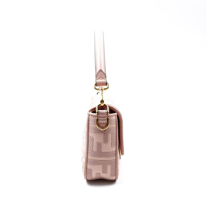 Fendi Baguette Pink Canvas Shoulder Bag