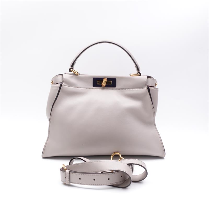 Pre-owned Fendi Peekaboo Iseeu Grey Calfskin Shoulder Bag - HZ