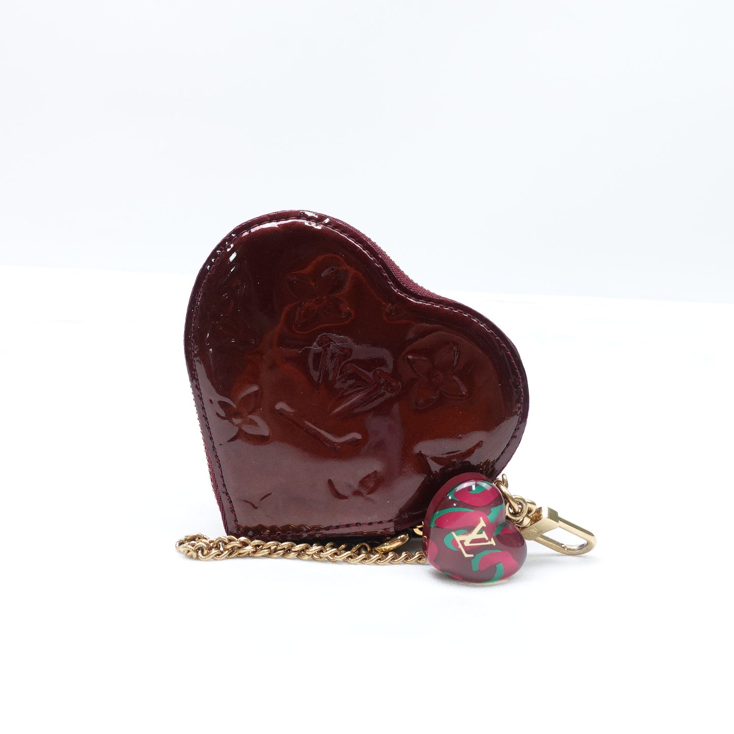 Pre-owned Louis Vuitton Reddish Brown Vernis Heart Coin Purse
