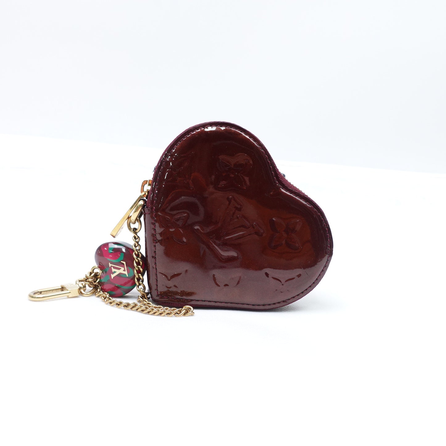 Pre-owned Louis Vuitton Reddish Brown Vernis Heart Coin Purse