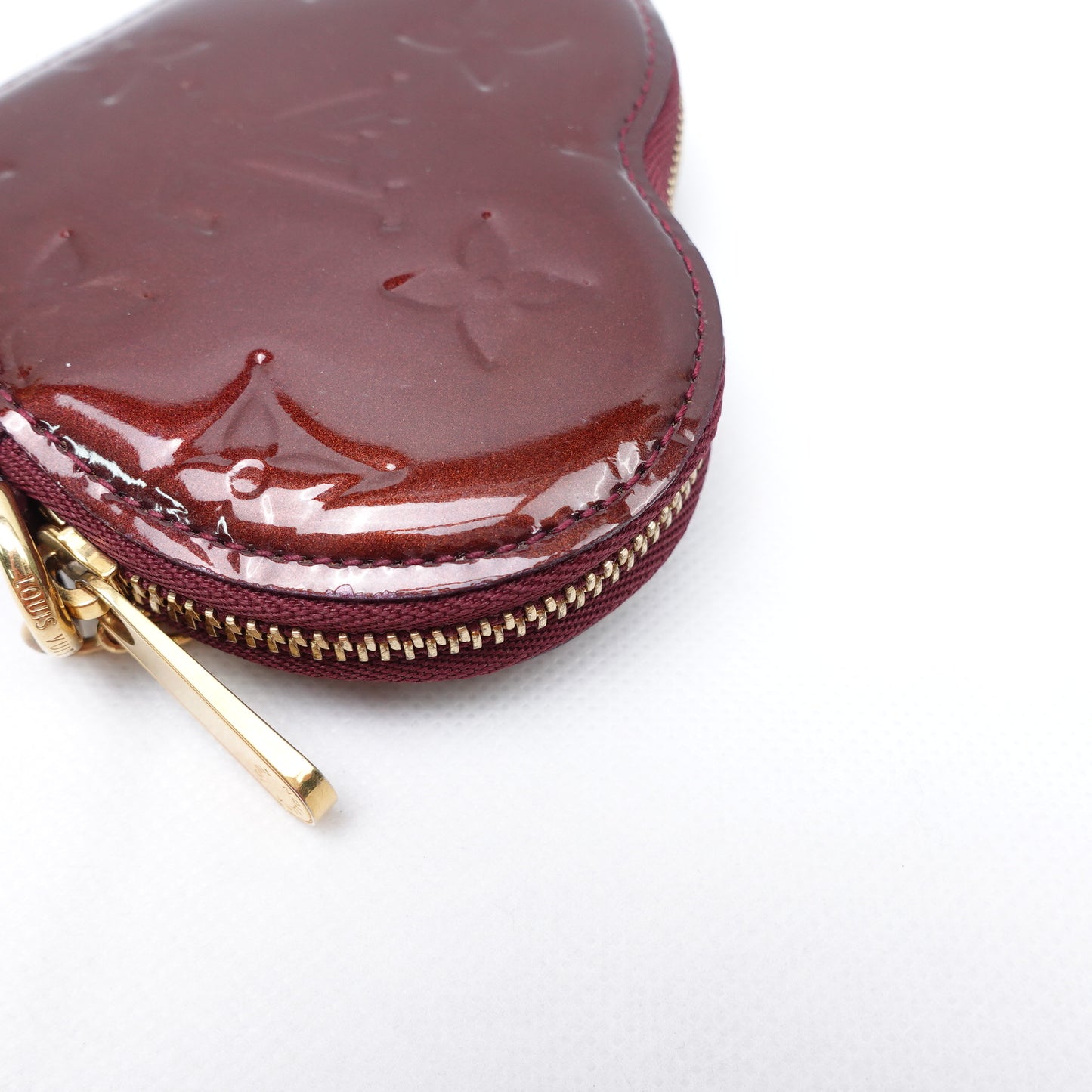 Pre-owned Louis Vuitton Reddish Brown Vernis Heart Coin Purse