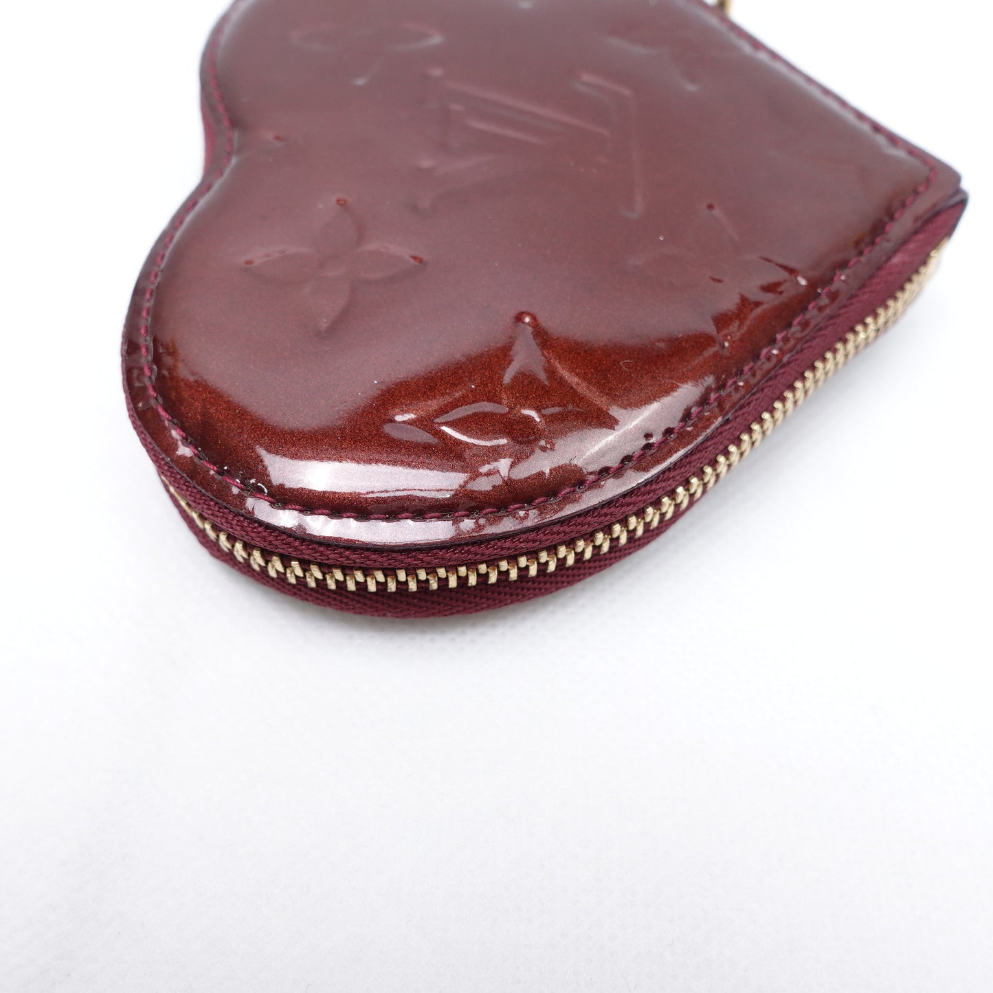 Pre-owned Louis Vuitton Reddish Brown Vernis Heart Coin Purse