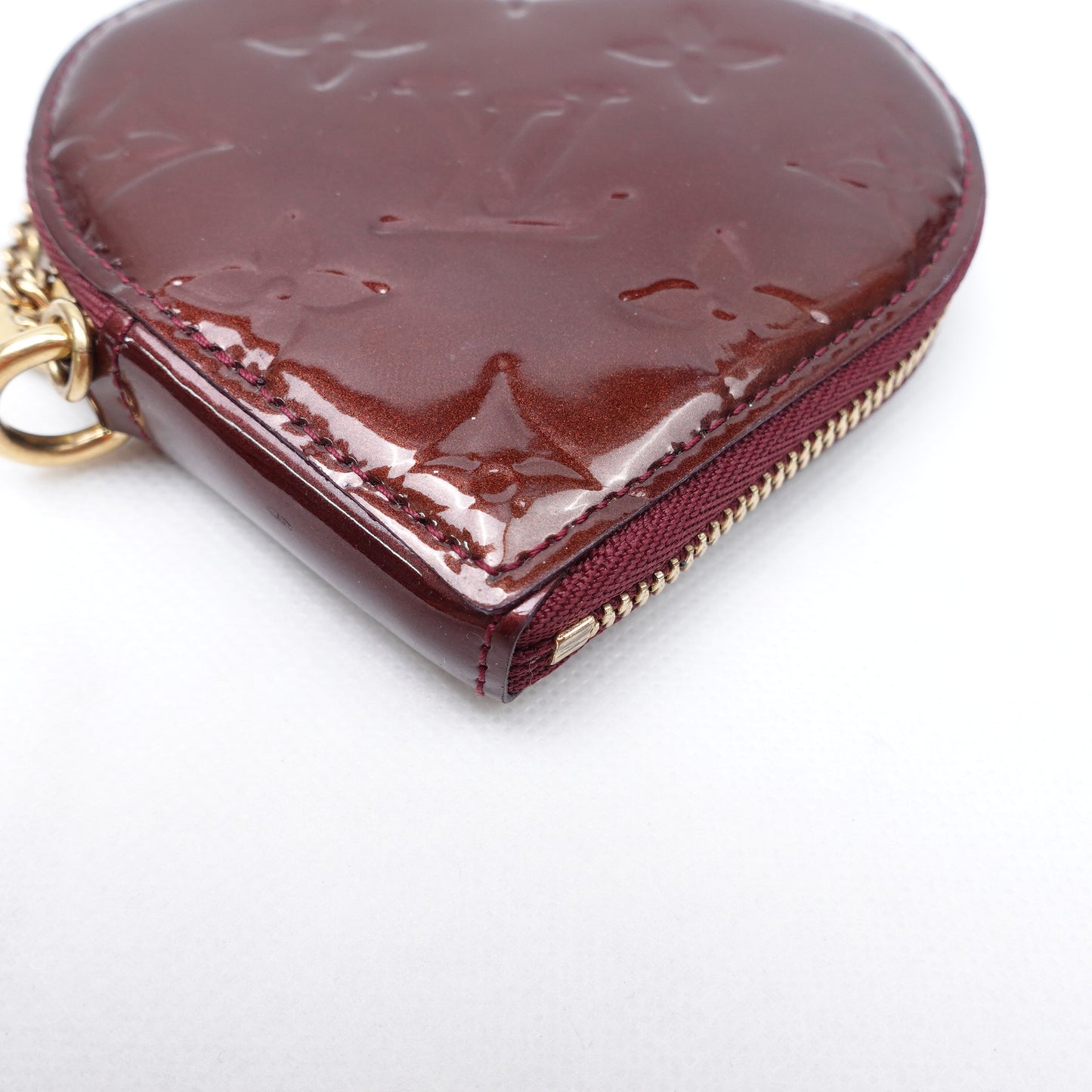 Pre-owned Louis Vuitton Reddish Brown Vernis Heart Coin Purse
