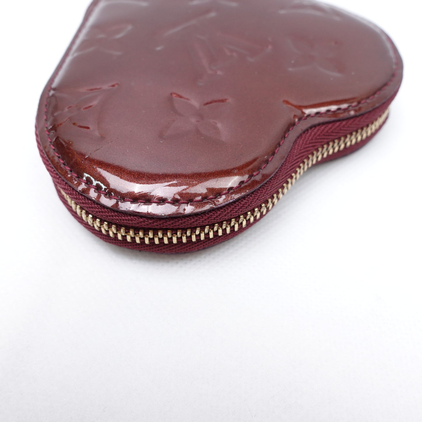 Pre-owned Louis Vuitton Reddish Brown Vernis Heart Coin Purse