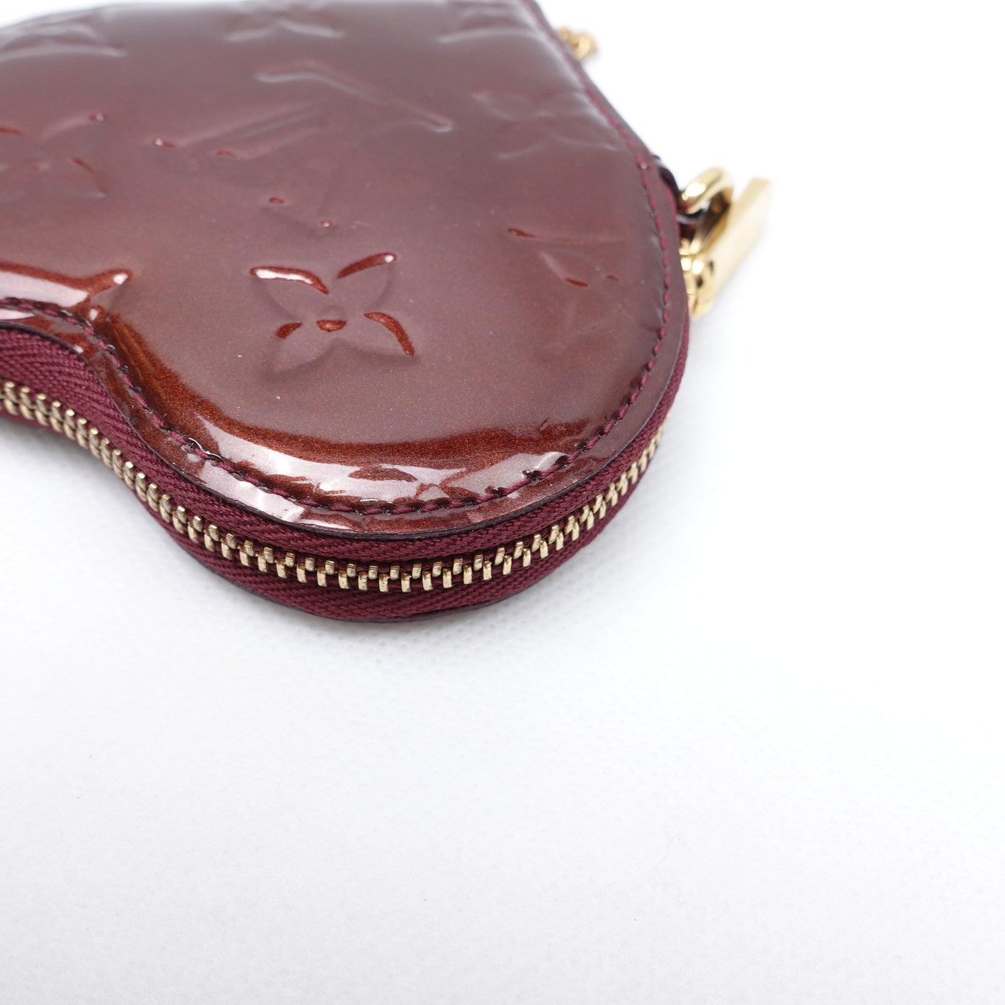 Pre-owned Louis Vuitton Reddish Brown Vernis Heart Coin Purse