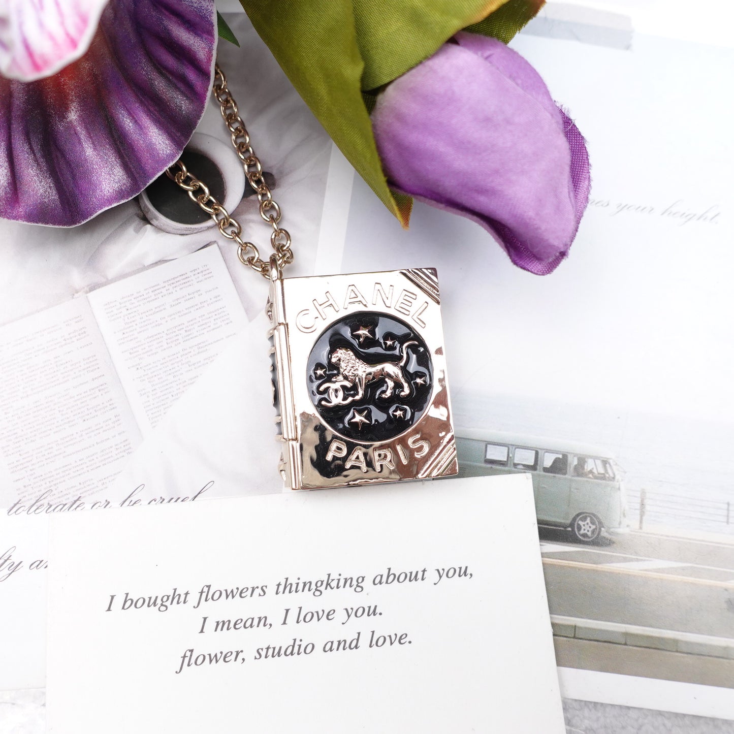 Pre-owned Chanel Book Design Necklace