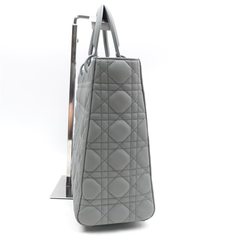 Pre-owned Dior Lady Grey Calfskin Shoulder Bag