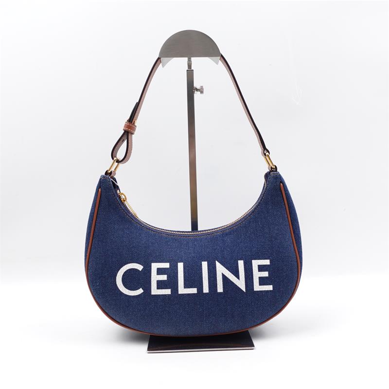 Pre-onwed Celine Ava Triomphe Blue Denim Hobo Bag