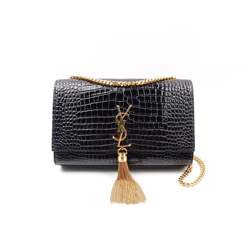Pre-owned Saint Laurent Black Kate Calfskin Shoulder Bag